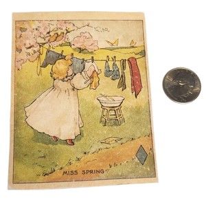 Miss Spring Print Blanche Fisher Wright 3-3/8"x 4-1/2" Ephemera